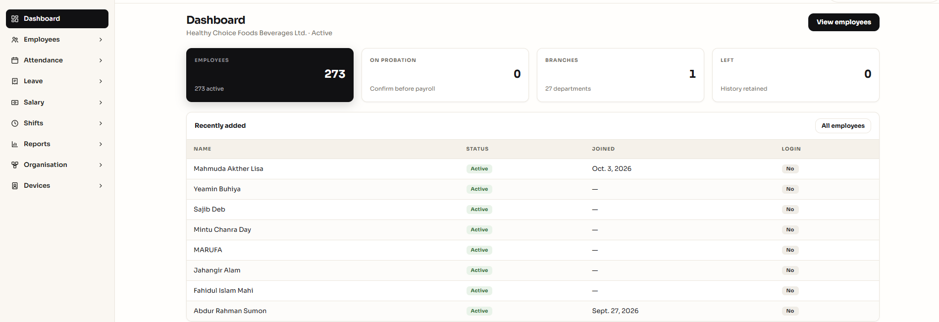 HRM Software with Attendance Device Integration